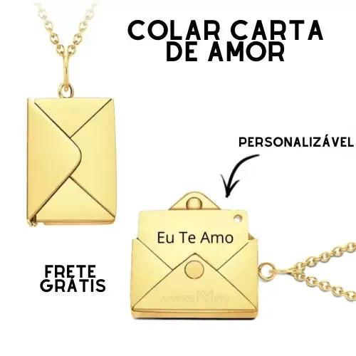 Colar Carta de Amor - Mensagem Personalizável